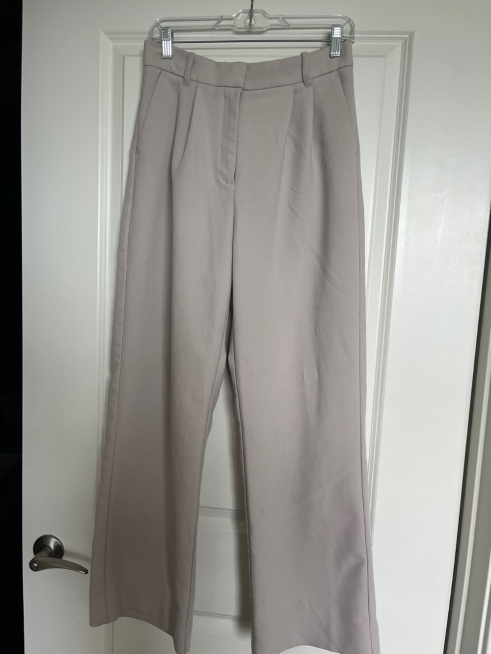 Abercrombie High-Rise Wide Leg Trousers in Light Taupe